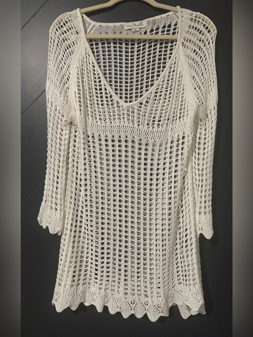 Simply Noelle White Open-Knit V-Neck Tunic Sweater